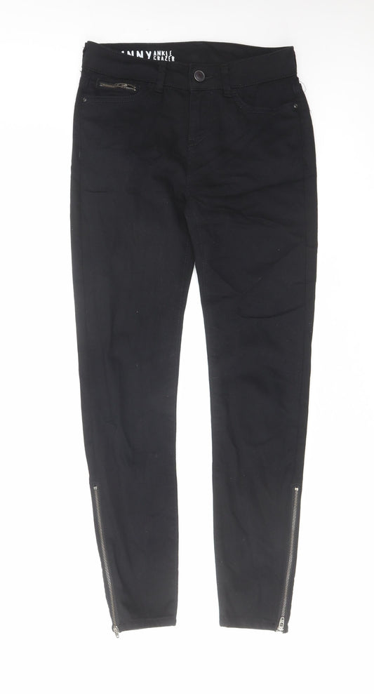 Marks and Spencer Womens Black Cotton Skinny Jeans Size 8 L27 in Regular Zip