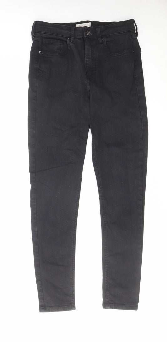Topshop Womens Black Cotton Skinny Jeans Size 28 in L32 in Regular Zip