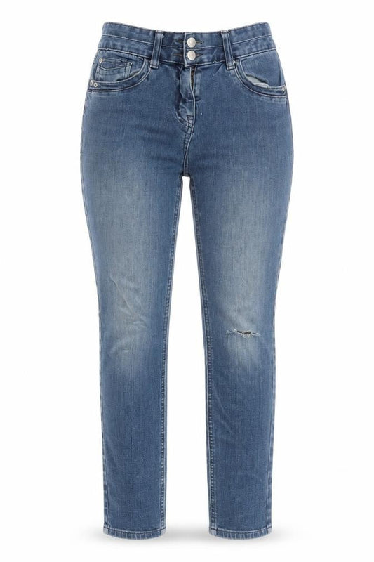 Next Womens Blue Cotton Straight Jeans Size 10 L26 in Regular Zip