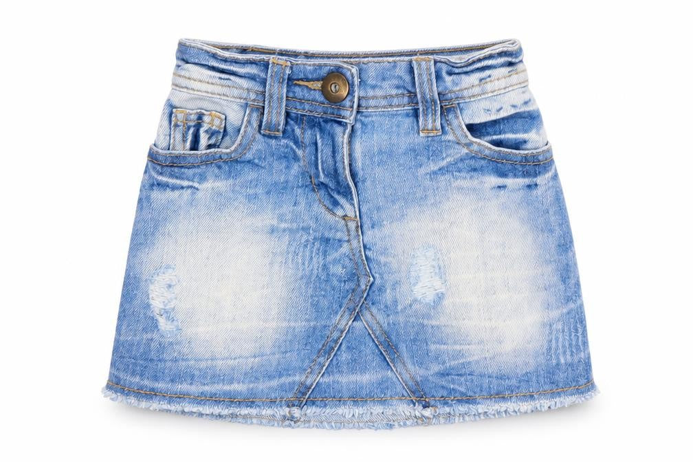 NEXT Girls Blue Cotton Mini Skirt Size 3 Years Regular Zip