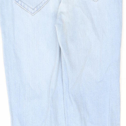 Brand and care label for Denim & Co. girls’ blue cotton jegging jeans, size 9-10, years regular pullover - raw hem