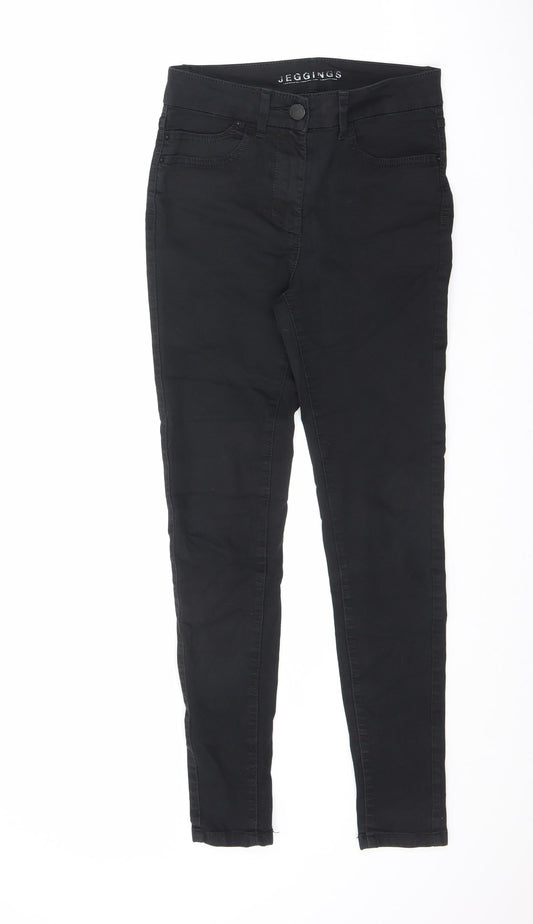 Marks and Spencer Womens Black Cotton Straight Jeans Size 8 L27 in Regular Button