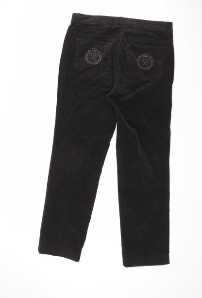 Steilmann Womens Brown Cotton Capri Trousers Size 14 L28.5 in Regular Zip