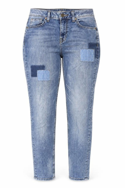 TU Womens Blue Cotton Skinny Jeans Size 8 L29 in Slim Zip - Patchwork