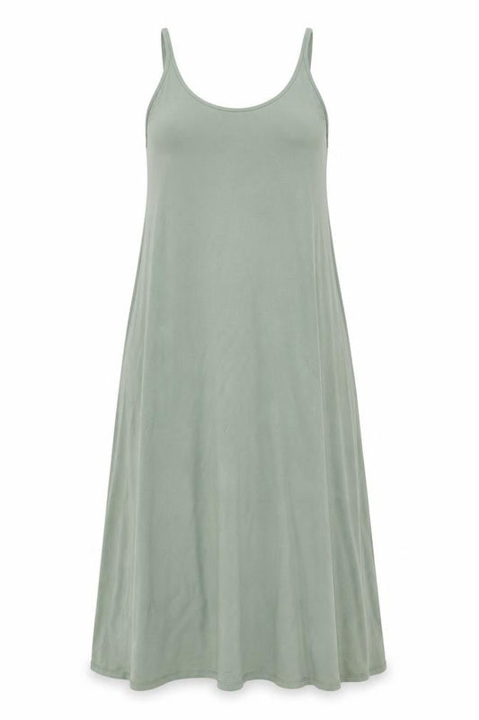H&M Womens Green Polyester Tank Dress Size S Scoop Neck Pullover