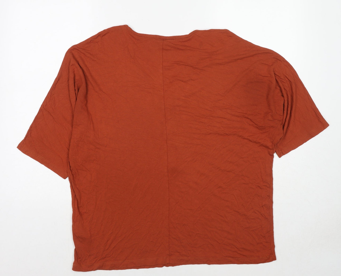 Body Flirt Womens Brown Viscose Basic T-Shirt Size L V-Neck
