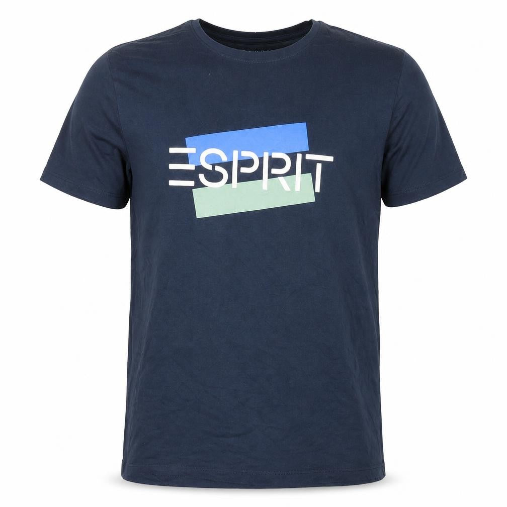 ESPRIT Mens Blue Cotton T-Shirt Size L Crew Neck