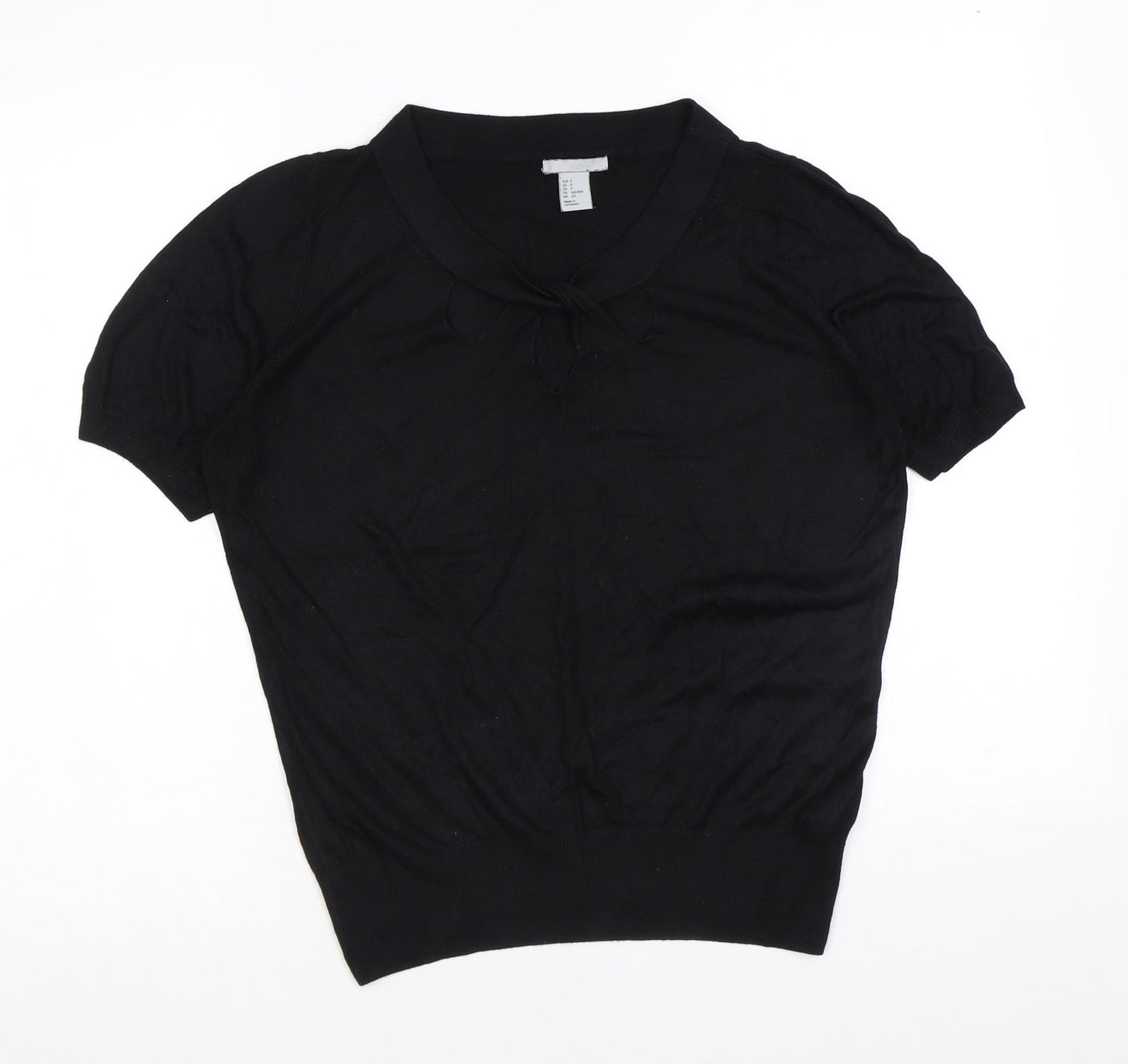 H&M Womens Black Round Neck Viscose Pullover Jumper Size S