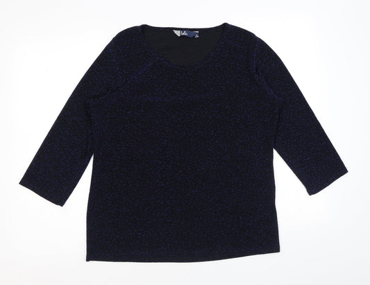 EWM Womens Blue Nylon Basic T-Shirt Size M Round Neck