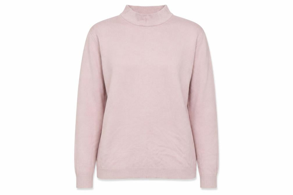Bonmarché Womens Pink High Neck Acrylic Pullover Jumper Size S - Size S-M