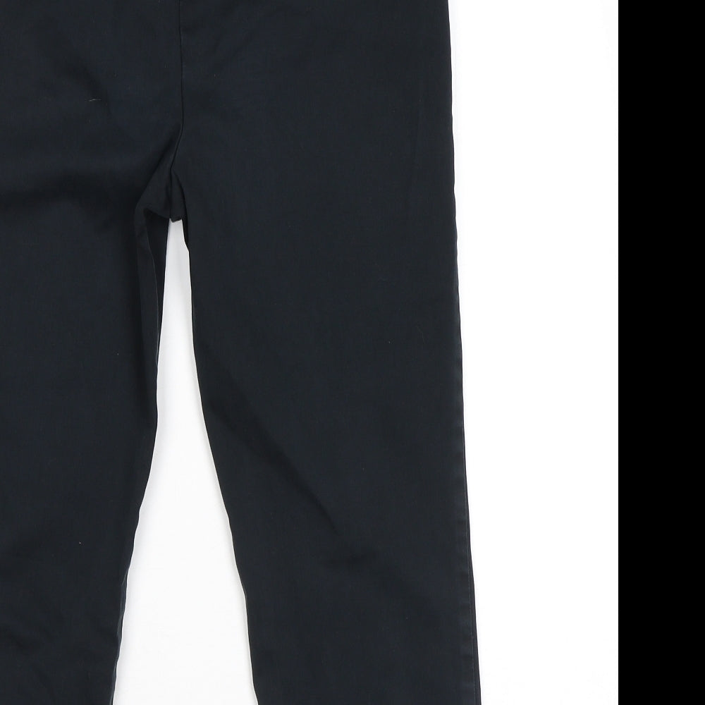 Marks and Spencer Womens Black Cotton Trousers Size 10 L20 in Regular Zip