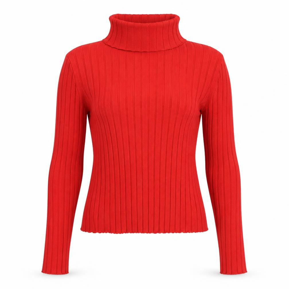 H&M Womens Red Roll Neck Viscose Pullover Jumper Size M