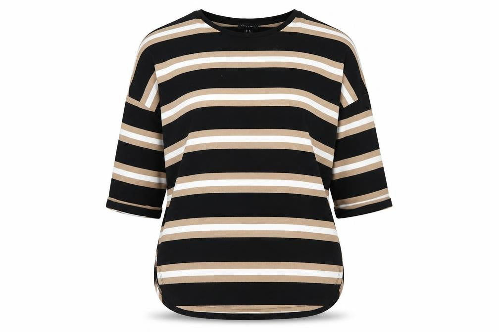 New Look Womens Multicoloured Round Neck Striped Polyester Pullover Jumper Size M