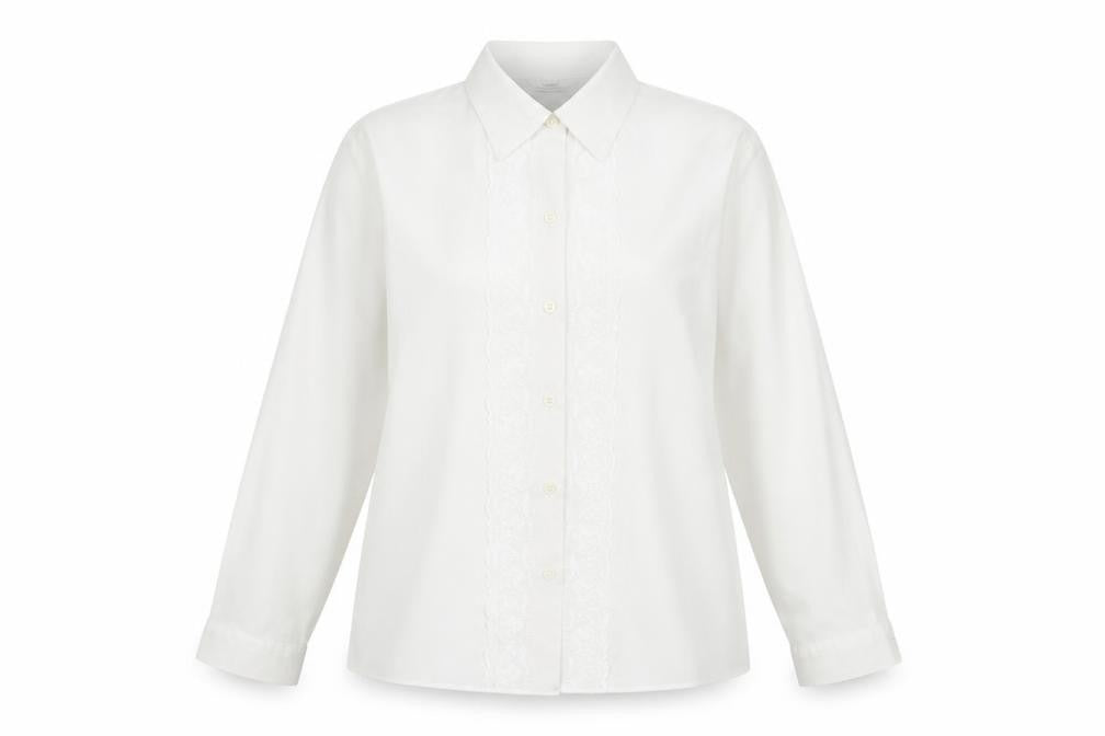 Marks & Spencer Womens White Polyester Basic Button-Up Size 12 Collared