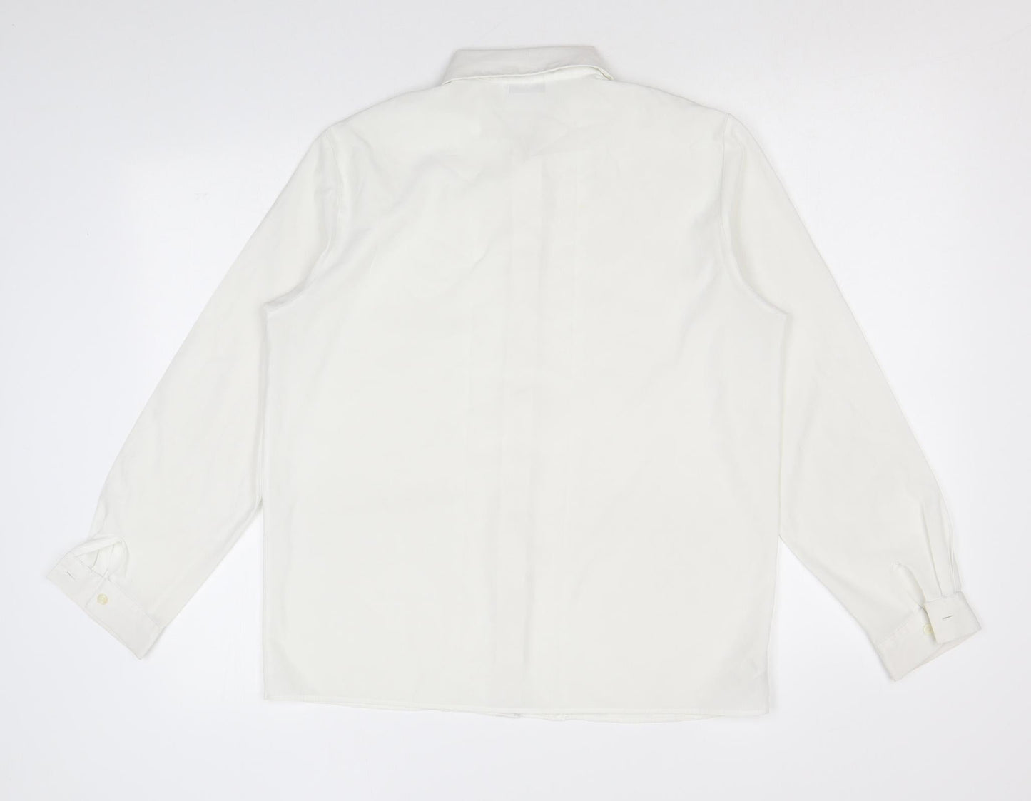 Marks and Spencer Womens White Polyester Basic Button-Up Size 12 Collared
