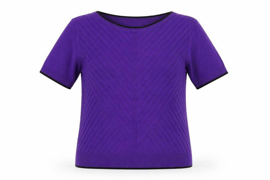 Front view of Principles women’s purple boat neck acrylic jumper, size UK 12