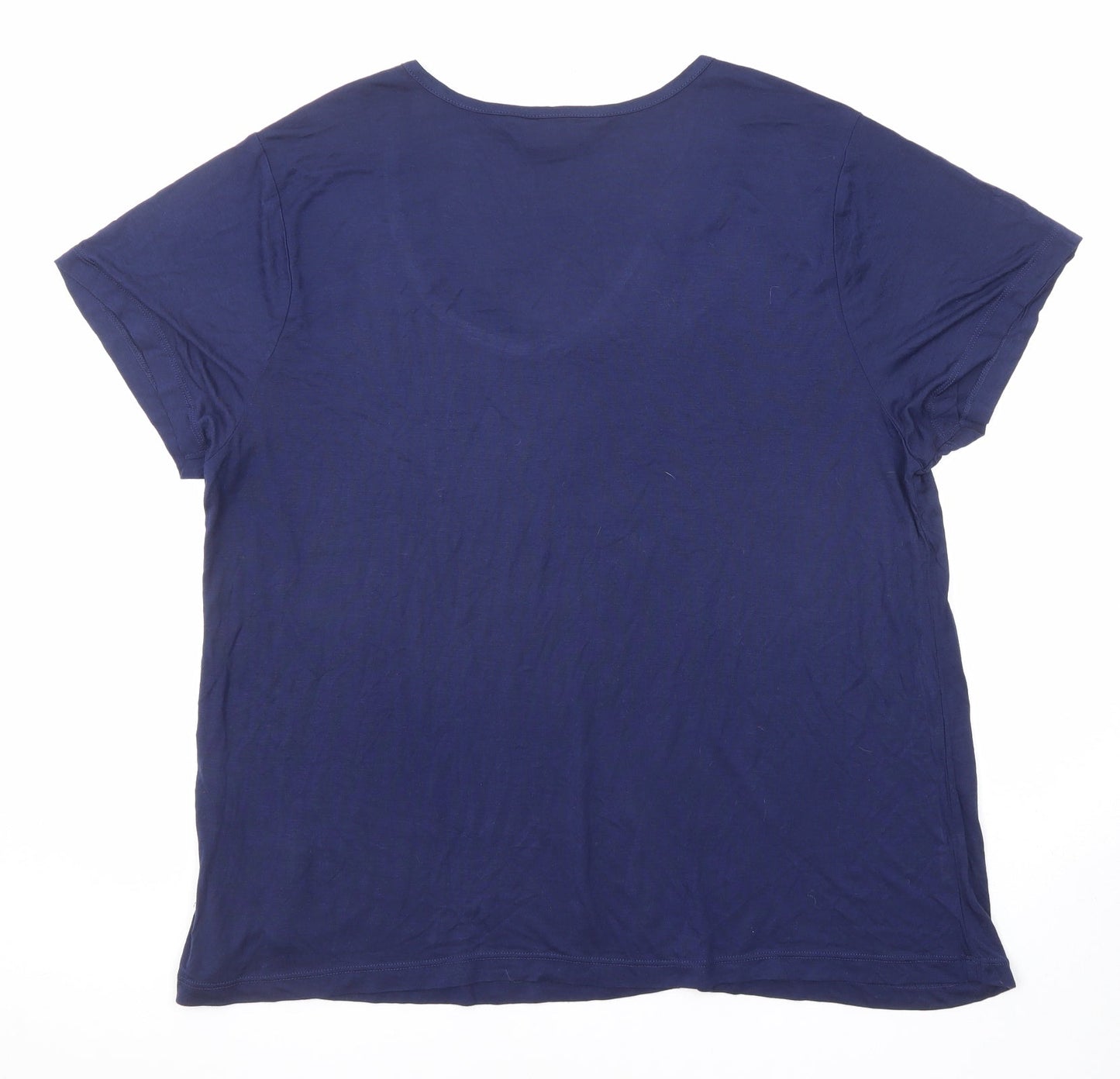 Peter Alexander Womens Blue Modal Basic T-Shirt Size XL V-Neck
