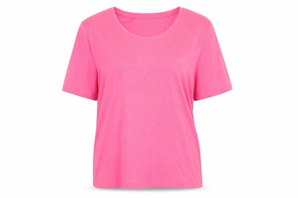 First Avenue Womens Pink Polyester Basic T-Shirt Size XL Round Neck