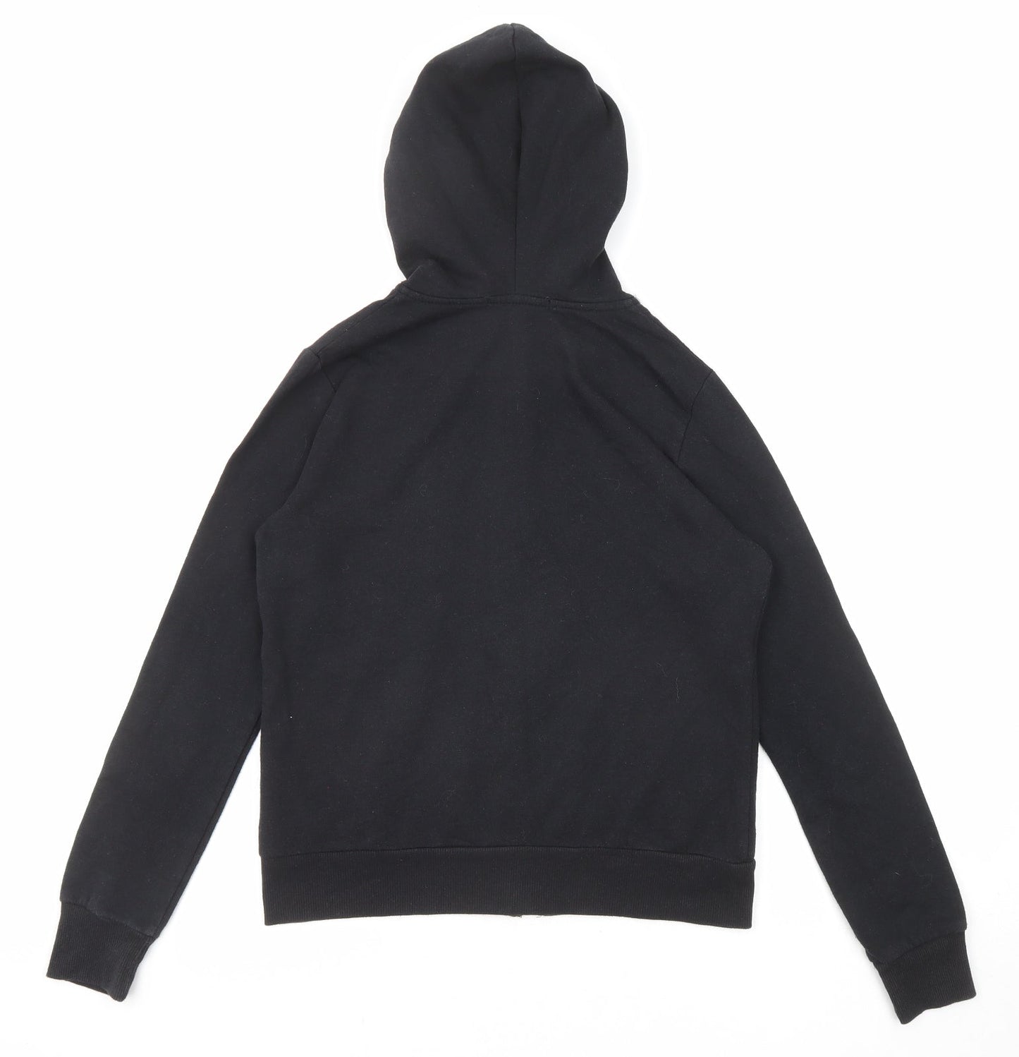 Active USA Womens Black Herringbone Cotton Full Zip Hoodie Size S Zip
