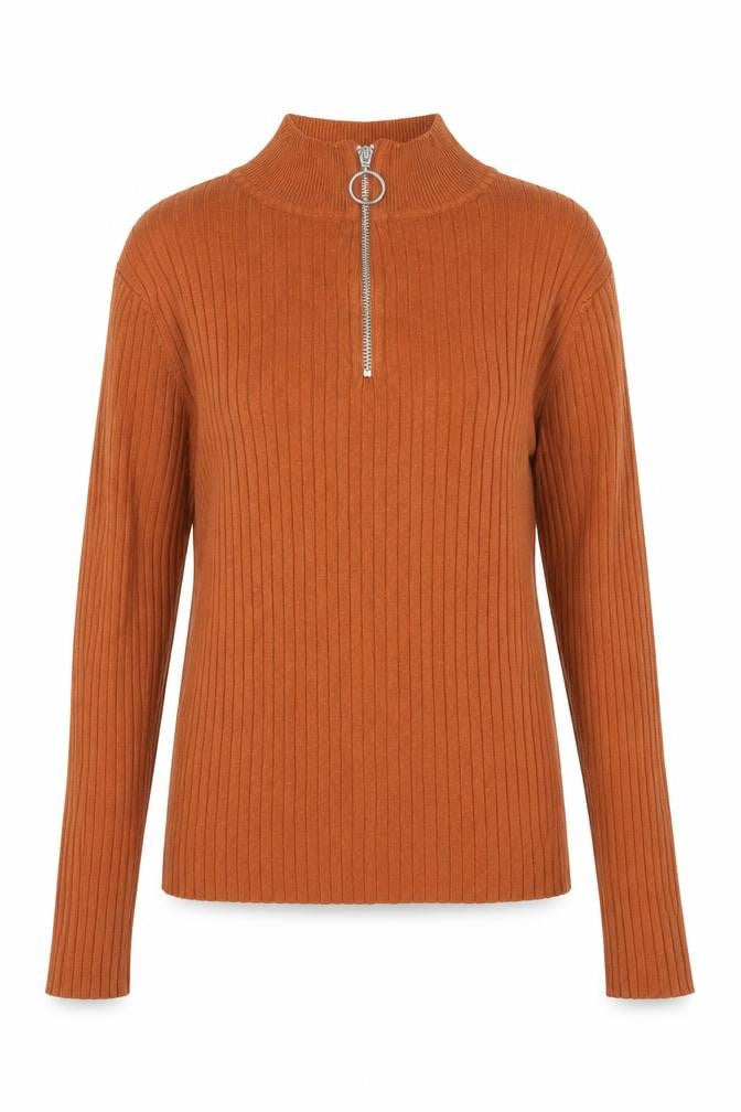 Brave Soul Womens Brown High Neck Viscose Pullover Jumper Size M