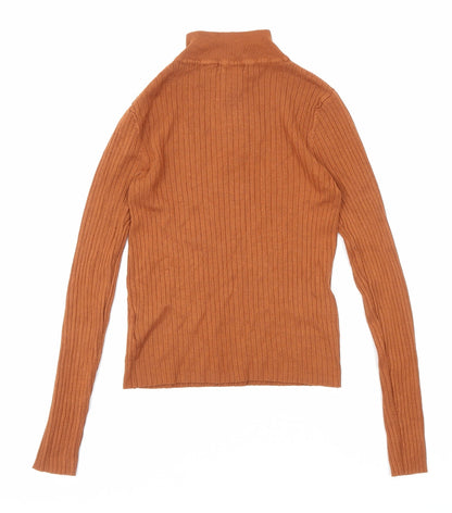 Brave Soul Womens Brown High Neck Viscose Pullover Jumper Size M