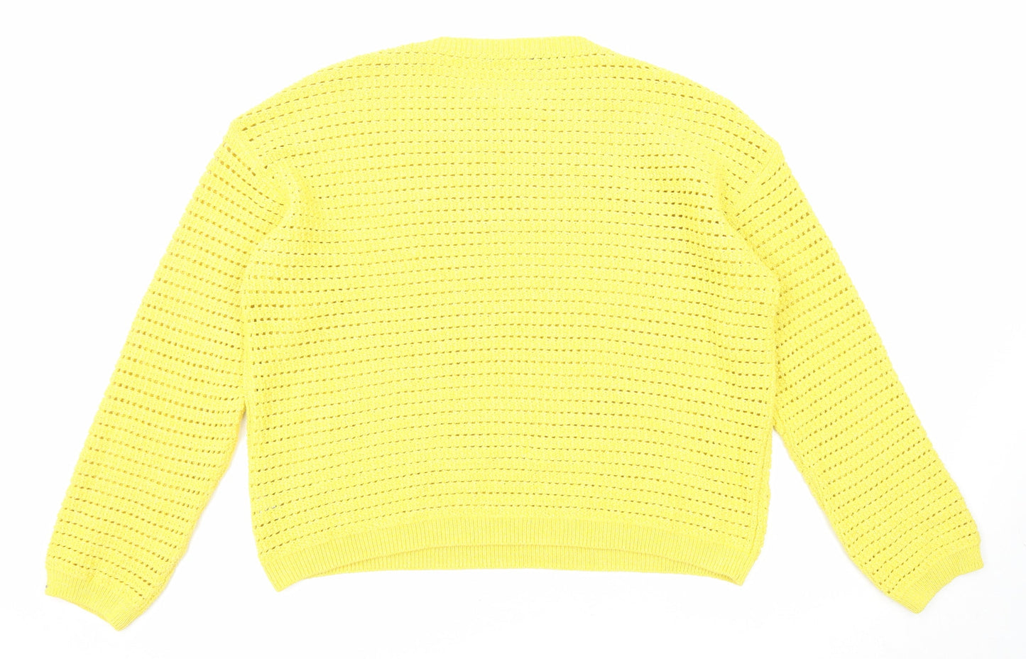Marks and Spencer Womens Yellow Round Neck Acrylic Pullover Jumper Size L