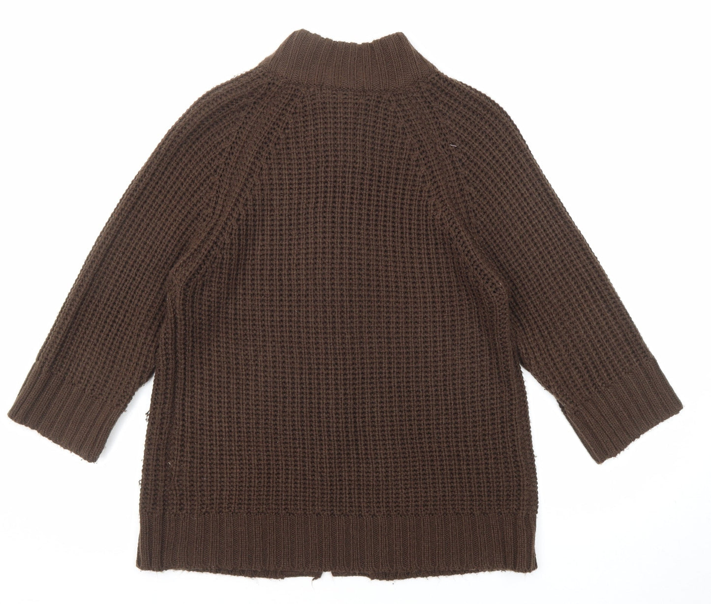 Pure & Natural Womens Brown High Neck Acrylic Cardigan Jumper Size 14