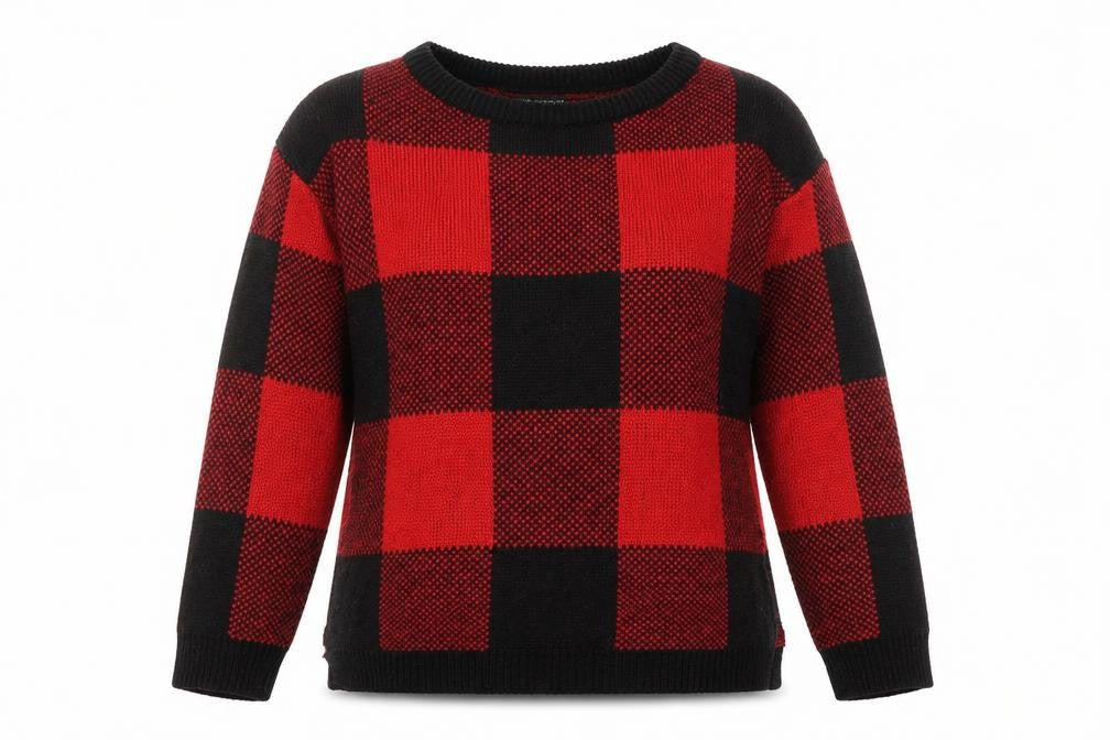 Body Flirt Womens Red Round Neck Check Acrylic Pullover Jumper Size S