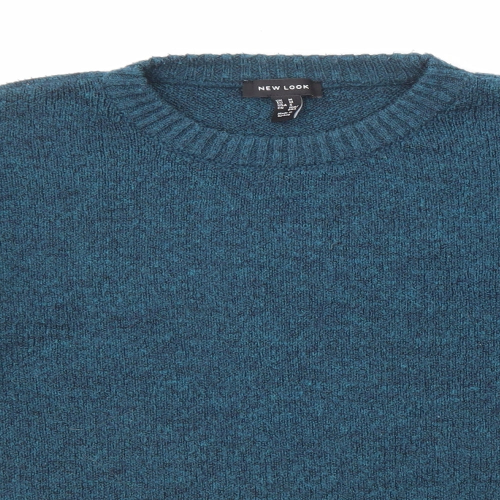New Look Womens Blue Round Neck Acrylic Pullover Jumper Size M