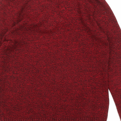 Brand and care label for CHIC women’s red v-neck acrylic jumper, size S, -, size S-m