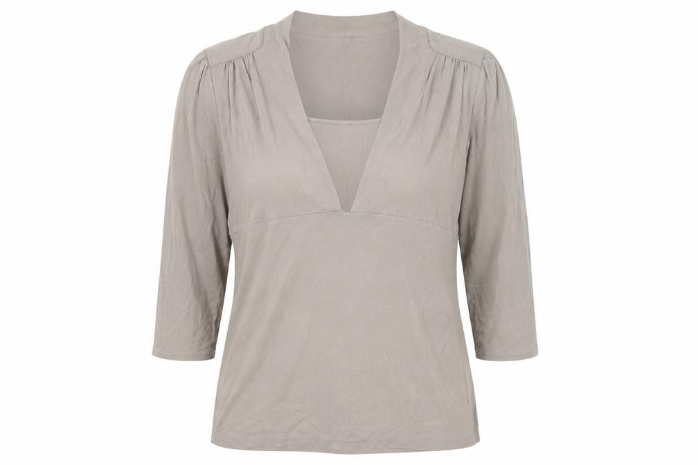 Marks & Spencer Womens Brown Viscose Basic Blouse Size 14 V-Neck