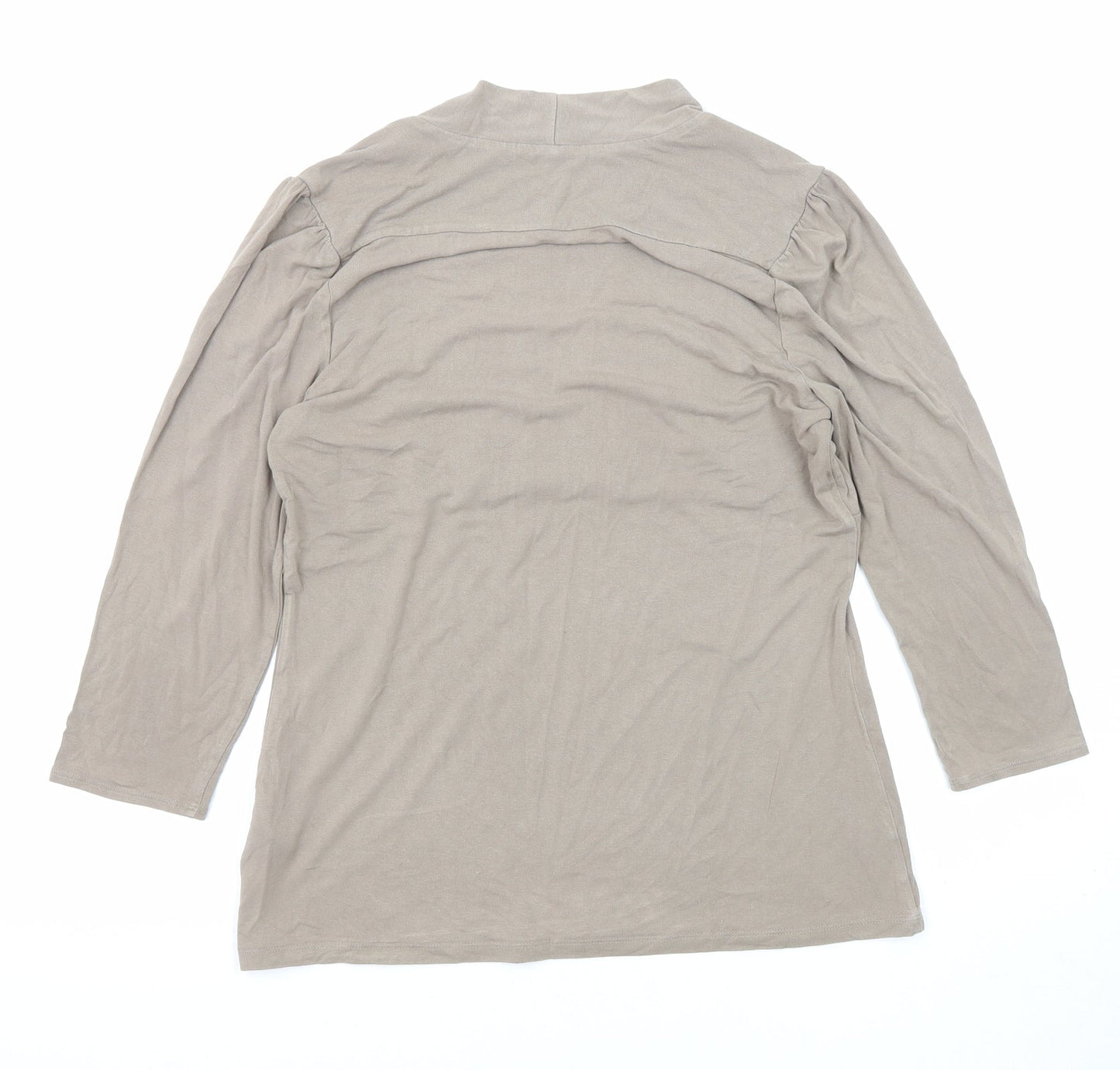 Marks and Spencer Womens Brown Viscose Basic Blouse Size 14 V-Neck