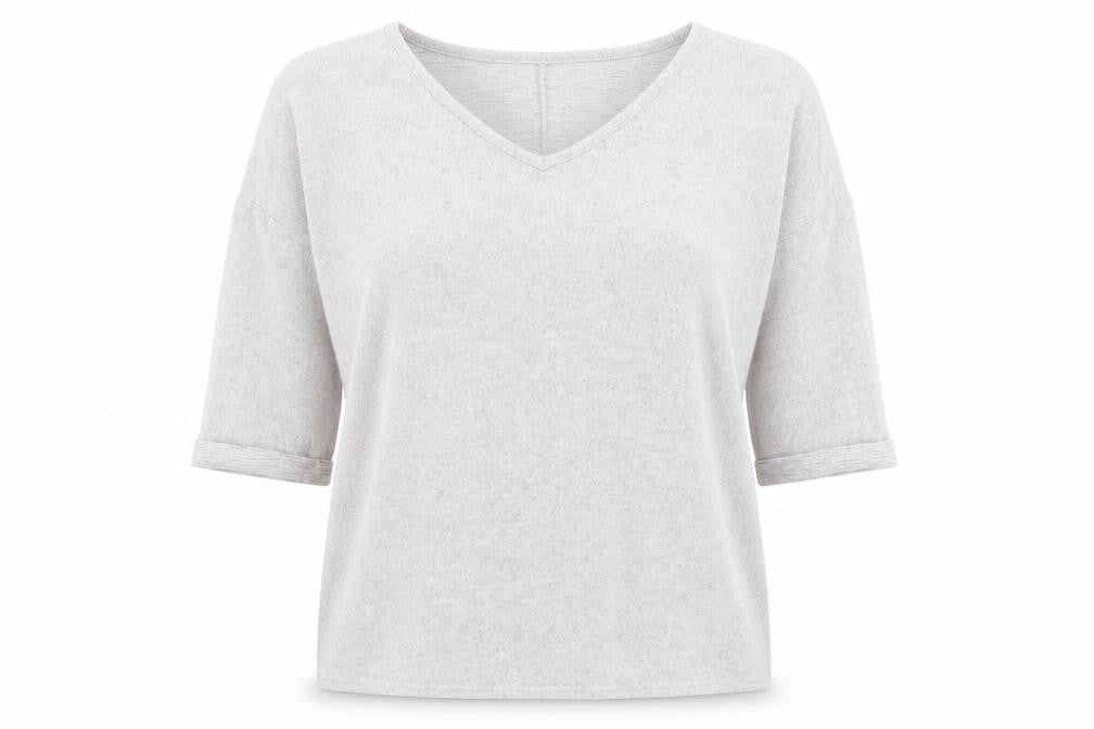 New Look Womens Grey V-Neck Polyester Pullover Jumper Size M