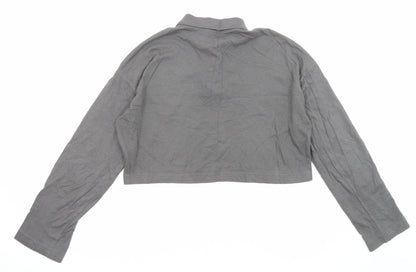Divided by H&M Womens Grey Cotton Cropped Blouse Size S Collared
