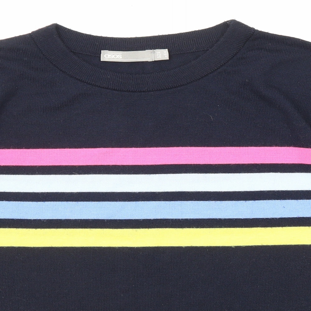 ASOS Womens Blue Round Neck Striped Acrylic Pullover Jumper Size 10