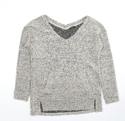 Next Womens Beige V-Neck Polyester Pullover Jumper Size 12 - Textured