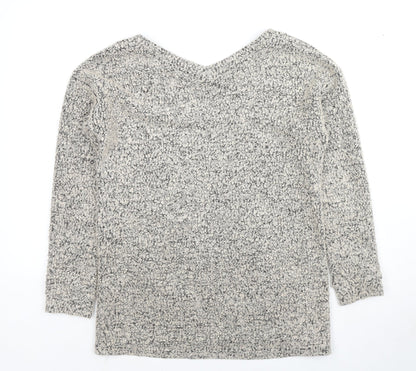 Next Womens Beige V-Neck Polyester Pullover Jumper Size 12 - Textured