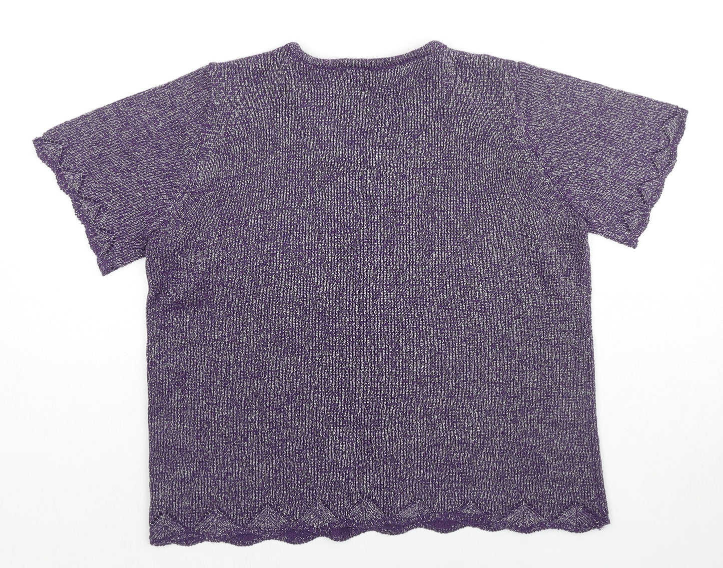 Bonmarché Womens Purple Round Neck Acrylic Pullover Jumper Size M
