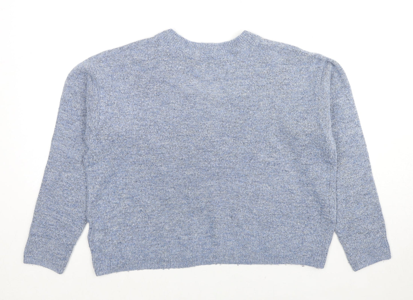 Marks and Spencer Womens Blue Crew Neck Acrylic Pullover Jumper Size S
