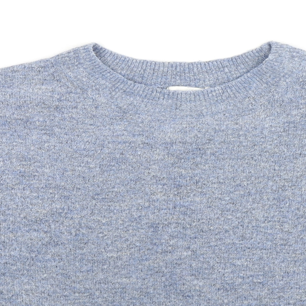 Marks and Spencer Womens Blue Crew Neck Acrylic Pullover Jumper Size S