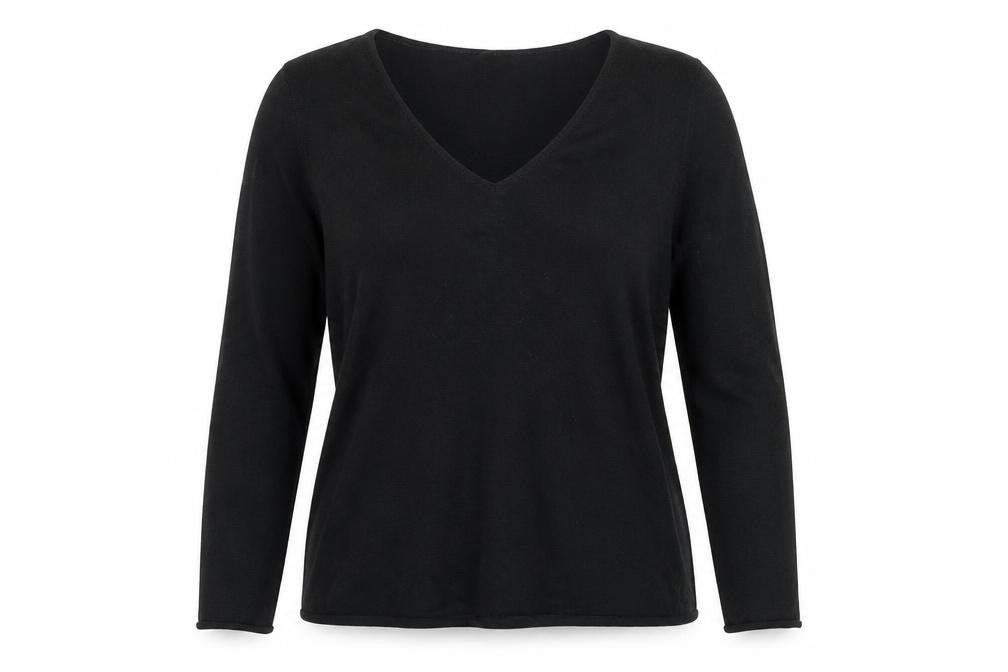 H&M Womens Black V-Neck Polyester Pullover Jumper Size M