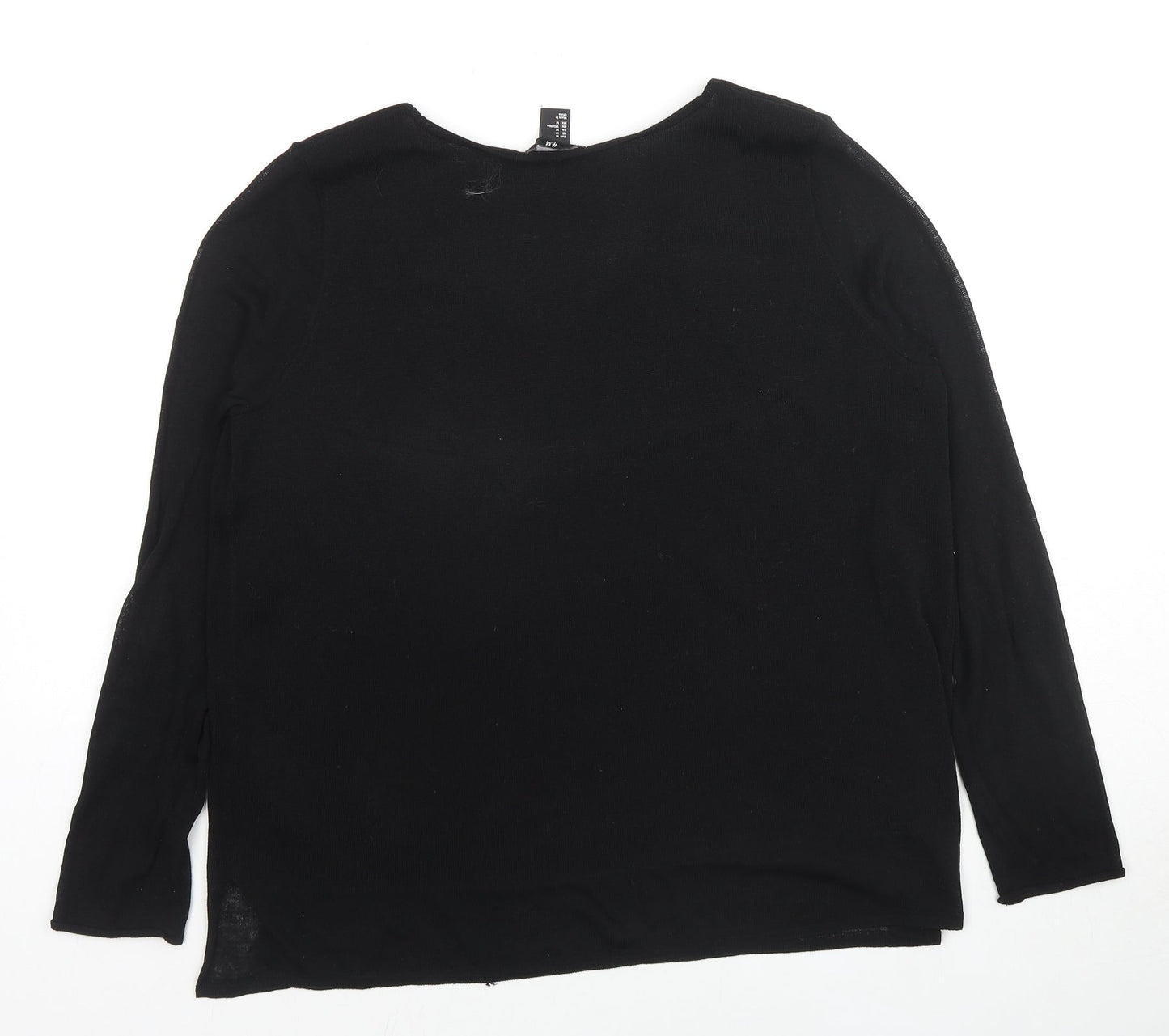 H&M Womens Black V-Neck Polyester Pullover Jumper Size M
