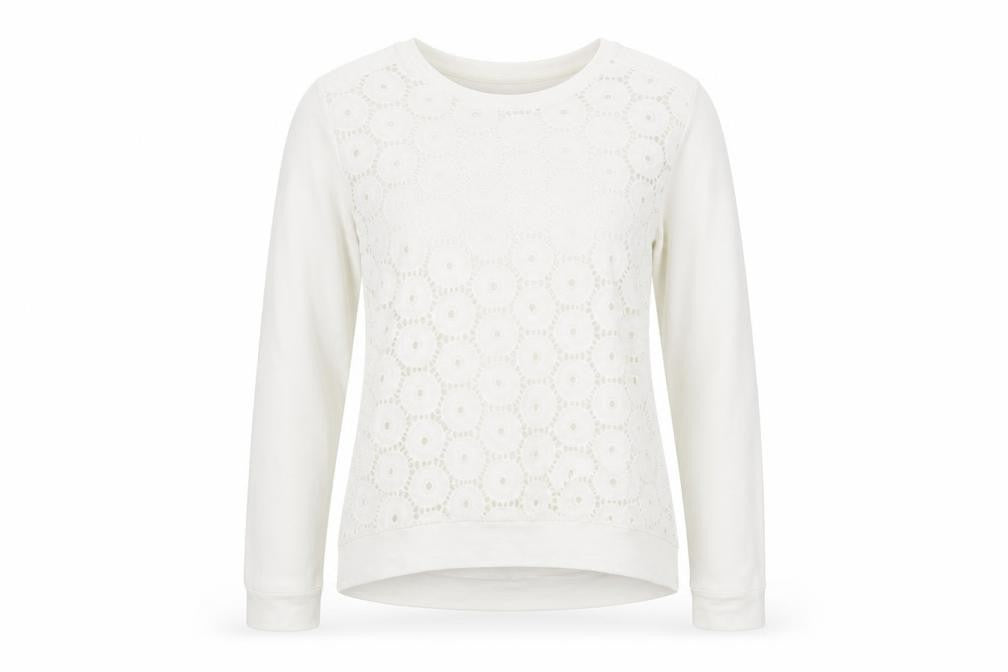 Gap Womens Ivory Cotton Pullover Sweatshirt Size L Pullover - Lace Overlay