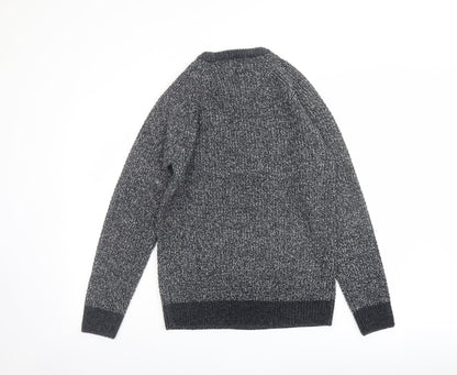 Marks & Spencer Mens Grey Round Neck Acrylic Pullover Jumper Size S Long Sleeve