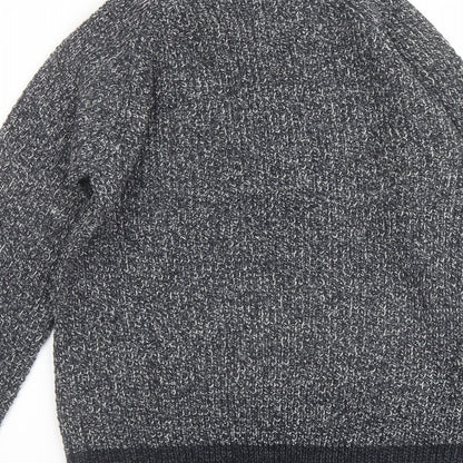 Marks & Spencer Mens Grey Round Neck Acrylic Pullover Jumper Size S Long Sleeve