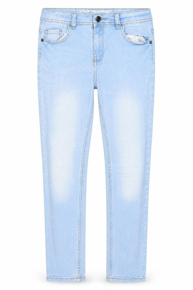 Front view of Denim & Co. girls’ blue cotton skinny jeans, size 11-12, years, 25-inch leg slim zip
