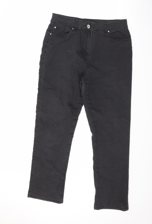 DASH Womens Black Cotton Straight Jeans Size 31 in L28 in Regular Zip