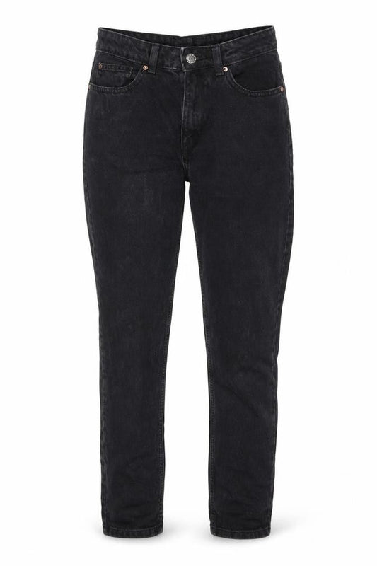 Front view of Denim & Co. women’s black cotton skinny jeans, size UK 8, 27-inch leg regular zip