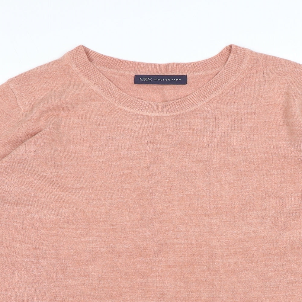 Marks and Spencer Womens Pink Round Neck Acrylic Pullover Jumper Size 12