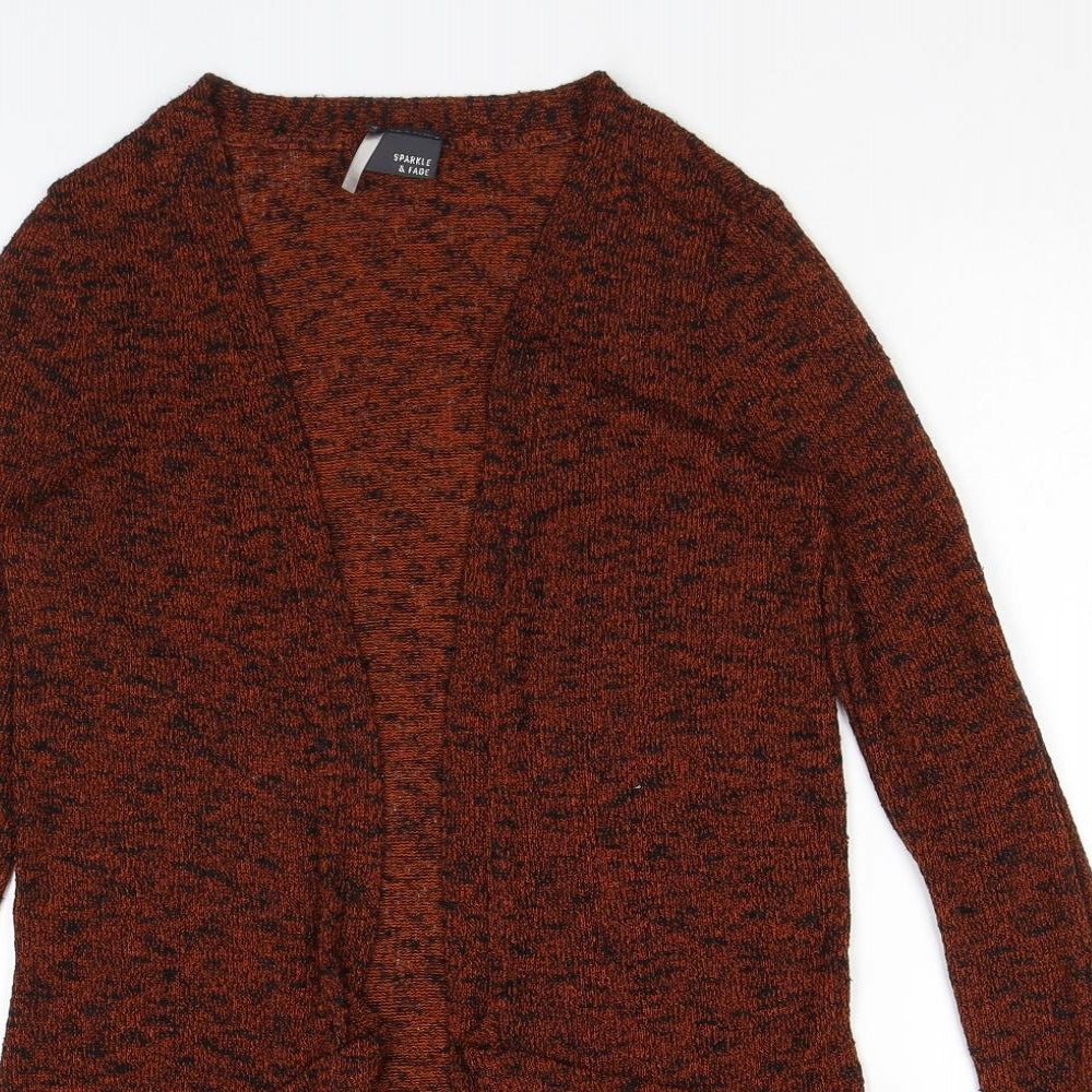 Sparkle & Fade Womens Brown V-Neck Polyester Cardigan Jumper Size XS